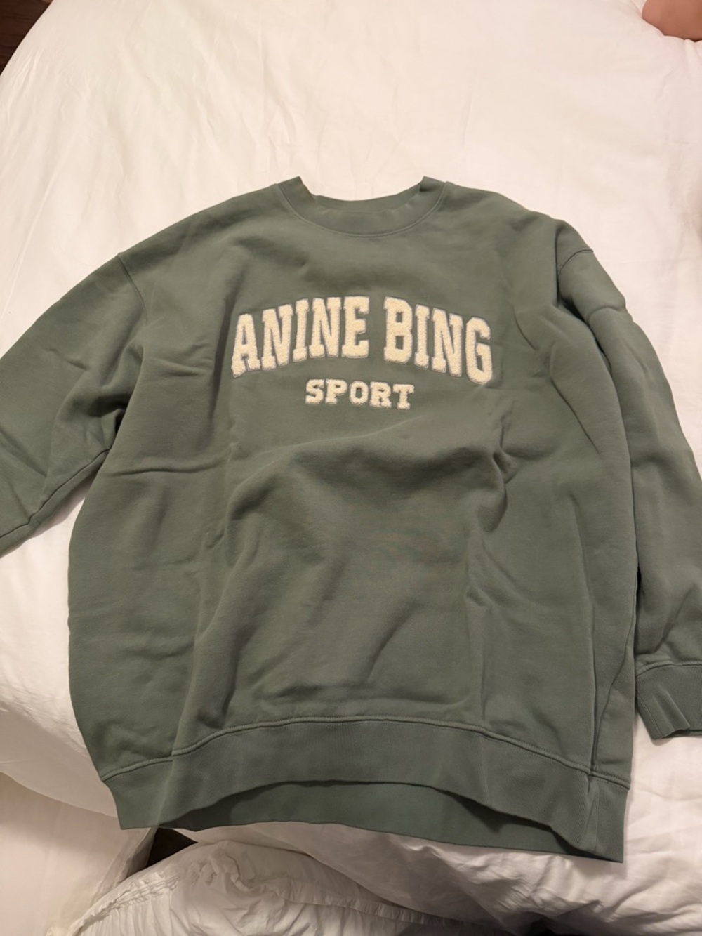 Anine Bing Green Logo Crewneck Sweatshirt